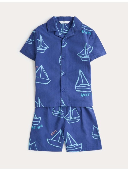 Marks & Spencer Детска къса пижама с мотив лодка и клапи (1–8 години) Marks & Spencer синя