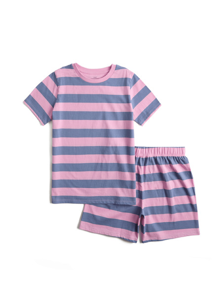 Marks & Spencer Къса детска раирана пижама от чист памук (1–16 години) Marks & Spencer многоцветна