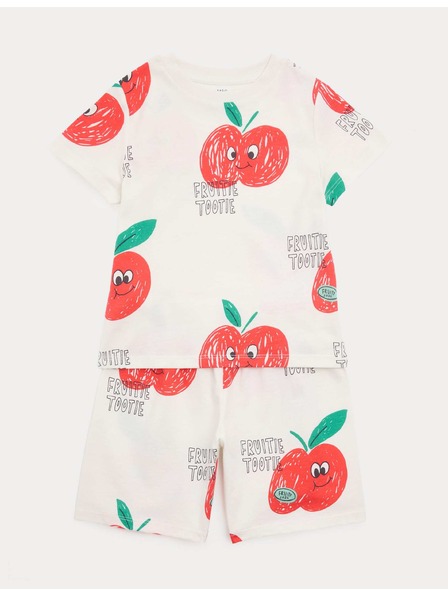 Marks & Spencer Пижама с мотив на ябълки, от чист памук (1–8 години) Marks & Spencer кремав