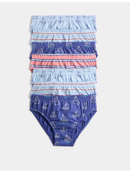 Marks & Spencer Памучни slip Boats & Striped от чист памук, 7 броя в опаковка (18 месеца – 14 години) Marks & Spencer син