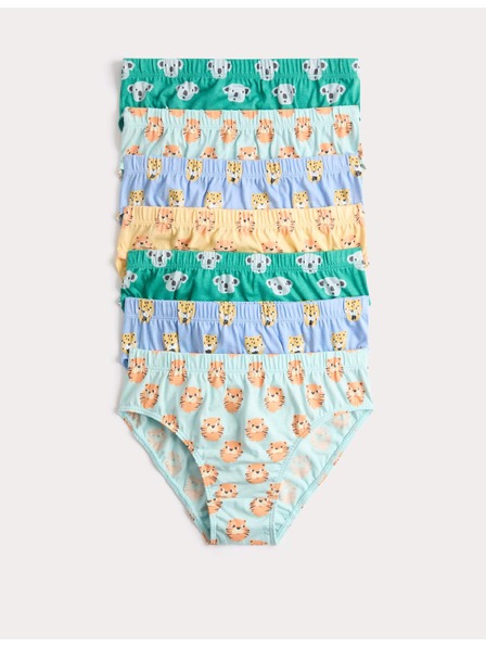 Marks & Spencer Памучни slip от чист памук със животински мотив, 7 броя в опаковка (18 месеца – 14 години) Marks & Spencer многоцветен