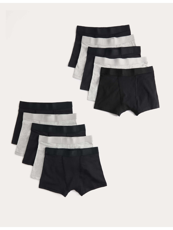 Marks & Spencer Памучни боксерки с еластан, 10 броя в опаковка (5–16 години) Marks & Spencer черен