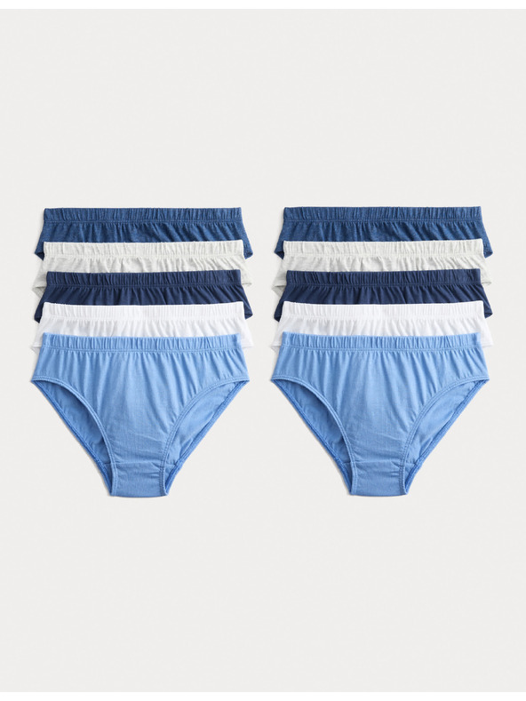 Marks & Spencer Бикини от чистo памук, опаковка 10 броя (2–14 години) Marks & Spencer синя