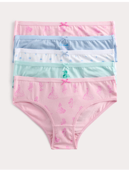 Marks & Spencer Памучни slip Disney Princess™ с висок дял на памука, комплект 5 броя (18 месеца – 8 години) Marks & Spencer розов