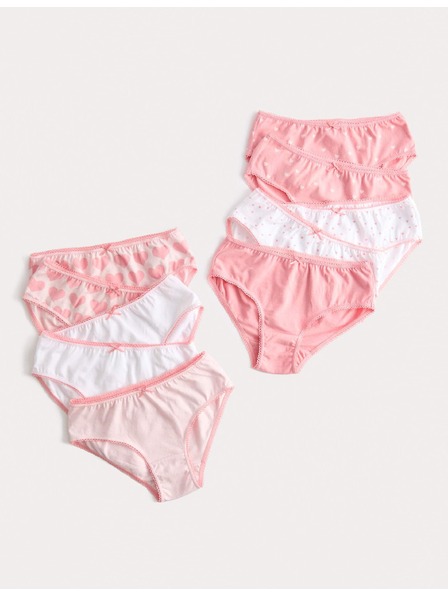 Marks & Spencer Розови памучни slip със сърцева форма и еластан, 10 броя в опаковка (2–14 години) Marks & Spencer розов
