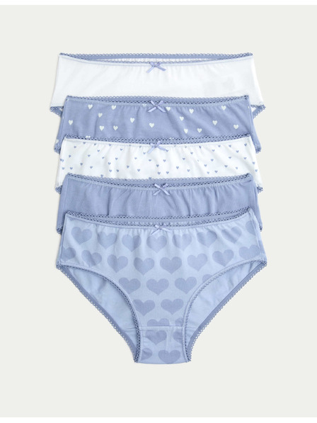 Marks & Spencer Лилави памучни slip със сърцева форма и еластан, 10 броя в опаковка (2–14 години) Marks & Spencer лилав
