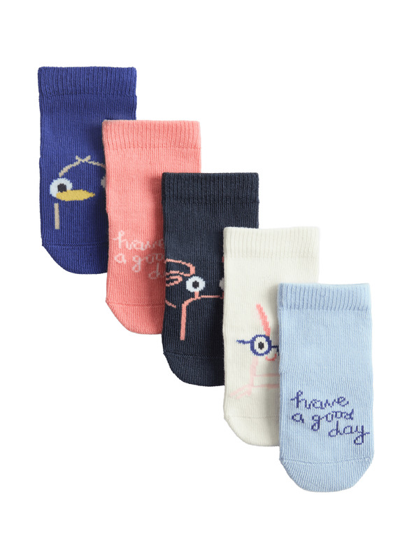 Marks & Spencer Опаковка 5 чифта детски чорапи с висок дял на памука (0–25 месеца) Marks & Spencer морско синьо