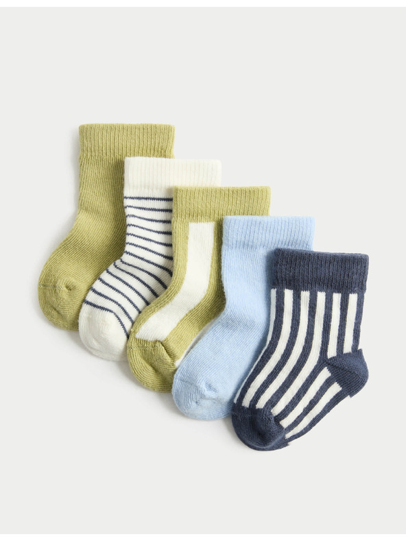 Marks & Spencer Детски чорапи с висок дял на памука, 5 броя Marks & Spencer многоцветен