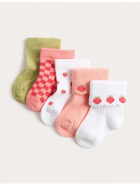 Marks & Spencer Детски чорапи с висок дял на памука, 5 броя Marks & Spencer многоцветен