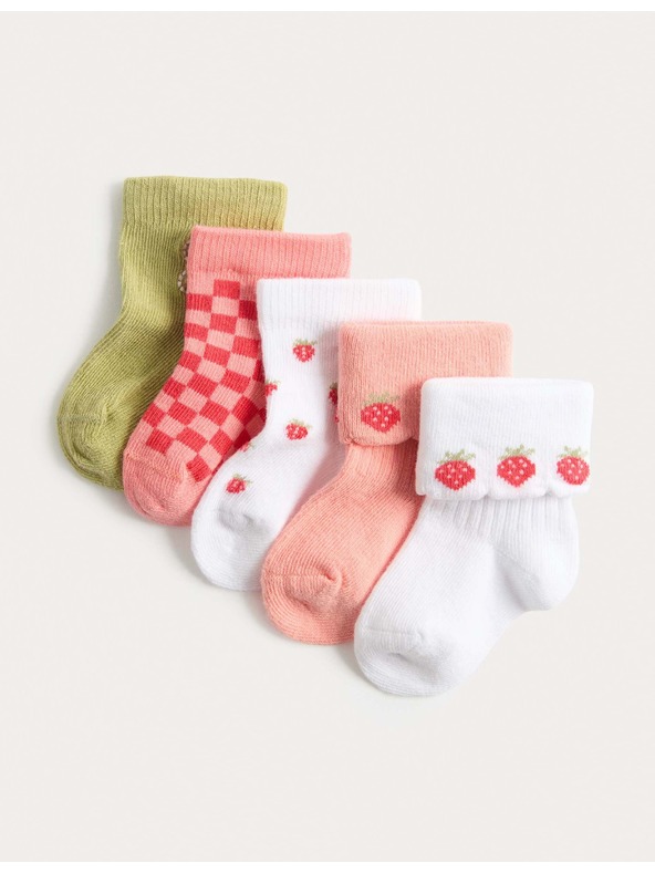 Marks & Spencer Детски чорапи с висок дял на памука, 5 броя Marks & Spencer многоцветен