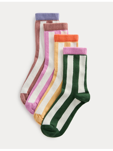 Marks & Spencer Чорапи с вертикални райета и висок процент памук, 4 двойки (6 малък – 7 голям) Marks & Spencer многоцветен