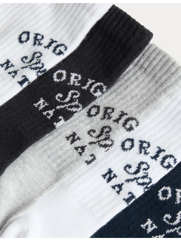 Marks & Spencer Чорапи с висок процент памук, 5 двойки в опаковка (6 малък – 7 голям) Marks & Spencer черен