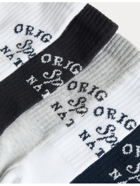 Marks & Spencer Чорапи с висок процент памук, 5 двойки в опаковка (6 малък – 7 голям) Marks & Spencer черен