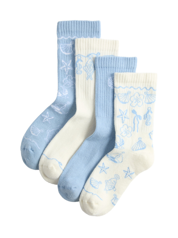 Marks & Spencer Чорапи с висок процент памук и мотив мида, 4 двойки (6 малък – 7 голям) Marks & Spencer син
