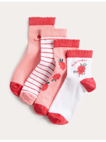 Marks & Spencer Чорапи Fun Berries, комплект 4 двойки (6 малък – 7 голям) Marks & Spencer оранжев