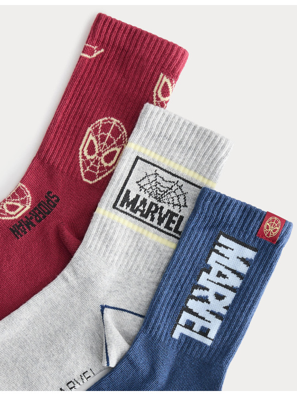 Marks & Spencer Чорапи Spider-Man™ с висок процент памук, 3 двойки Marks & Spencer червен