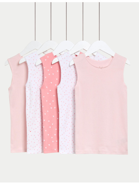 Marks & Spencer Потници със сърца, от чистo памук, 5 бр. в опаковка (2–14 години) Marks & Spencer розов