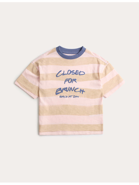 Marks & Spencer Райета тениска от чист памук (2–8 години) Marks & Spencer розова
