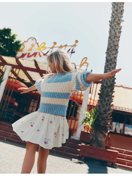 Marks & Spencer Бродирана мини пола с висок процент памук (2-10 години) Marks & Spencer кремава