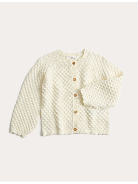 Marks & Spencer Плетен кардиган от чист памук (2-8 години) Marks & Spencer кремава
