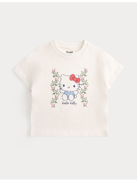 Marks & Spencer Тениска Hello Kitty™ от чист памук (2-8 години) Marks & Spencer в бяло