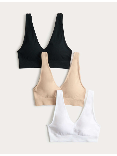 Marks & Spencer Безшевни топове с V-образно деколте, 3 броя Marks & Spencer черна