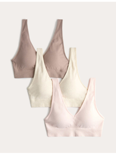 Marks & Spencer Безшевни върхове с V-образен издълбен, 3 броя Marks & Spencer бежов
