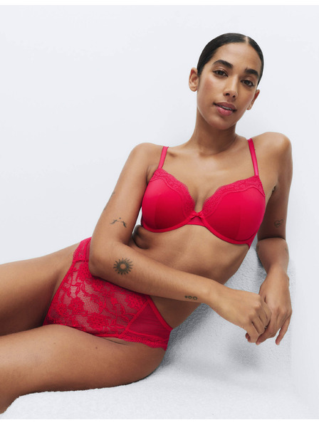 Marks & Spencer Дантелен сутиен Jasmine, половин чашка, с костици (A–E) Marks & Spencer червен