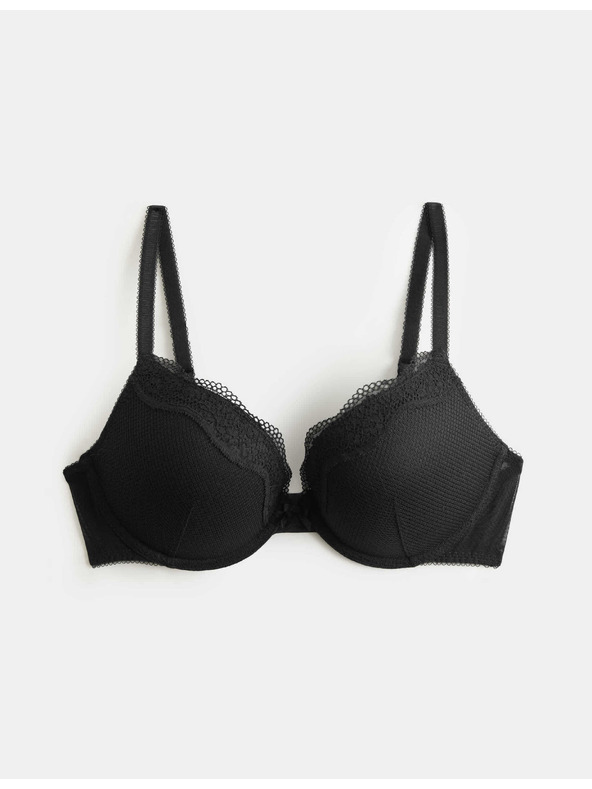 Marks & Spencer Дантелен push-up сутиен с дълбокото деколте Jasmine с костици, (размер A–E) Marks & Spencer черен