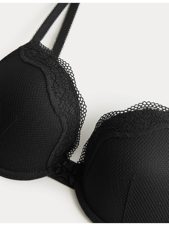 Marks & Spencer Дантелен push-up сутиен с дълбокото деколте Jasmine с костици, (размер A–E) Marks & Spencer черен