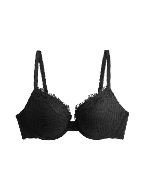 Marks & Spencer Дантелен push-up сутиен с дълбокото деколте Jasmine с костици, (размер A–E) Marks & Spencer черен