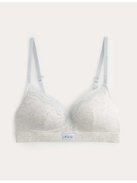 Marks & Spencer Памучен рибран деколтен бюстхалтер Juni без кости (A–E) Marks & Spencer сив