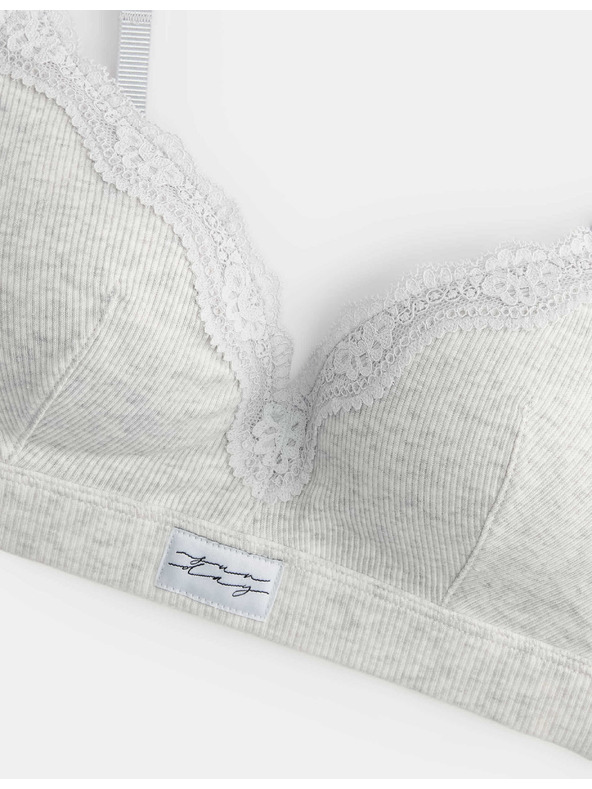 Marks & Spencer Памучен рибран деколтен бюстхалтер Juni без кости (A–E) Marks & Spencer сив