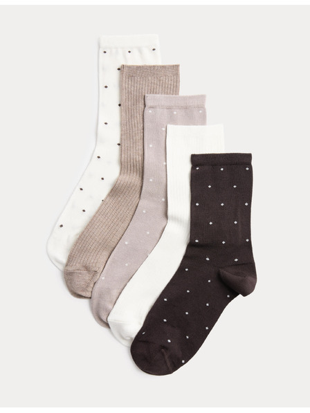 Marks & Spencer 5 чифта супермеки точковидни чорапи Marks & Spencer кафява