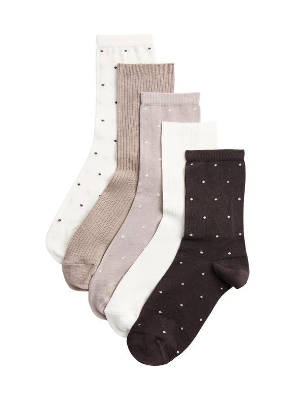 Marks & Spencer 5 чифта супермеки точковидни чорапи Marks & Spencer кафява