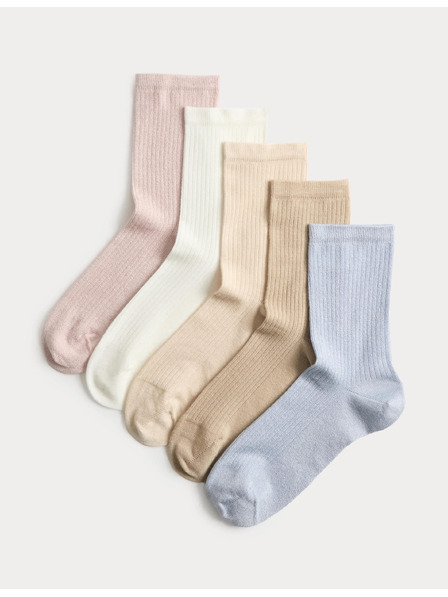 Marks & Spencer 5 чифта супермеки високи чорапи Marks & Spencer синя