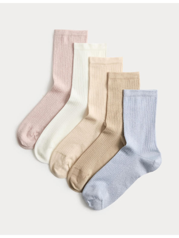 Marks & Spencer 5 чифта супермеки високи чорапи Marks & Spencer синя