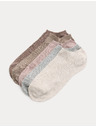 Marks & Spencer Опаковка 5 супермеки ребрирани къси чорапи Trainer Liners™ Marks & Spencer бежова