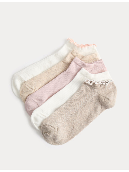 Marks & Spencer Пакетирани къси чорапи Trainer Liners™ с висок дял памук, комплект 5 чифта Marks & Spencer розова