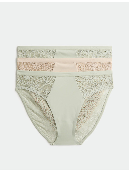 Marks & Spencer Високи бикини Body Soft™, комплект 3 бр. Marks & Spencer зелен