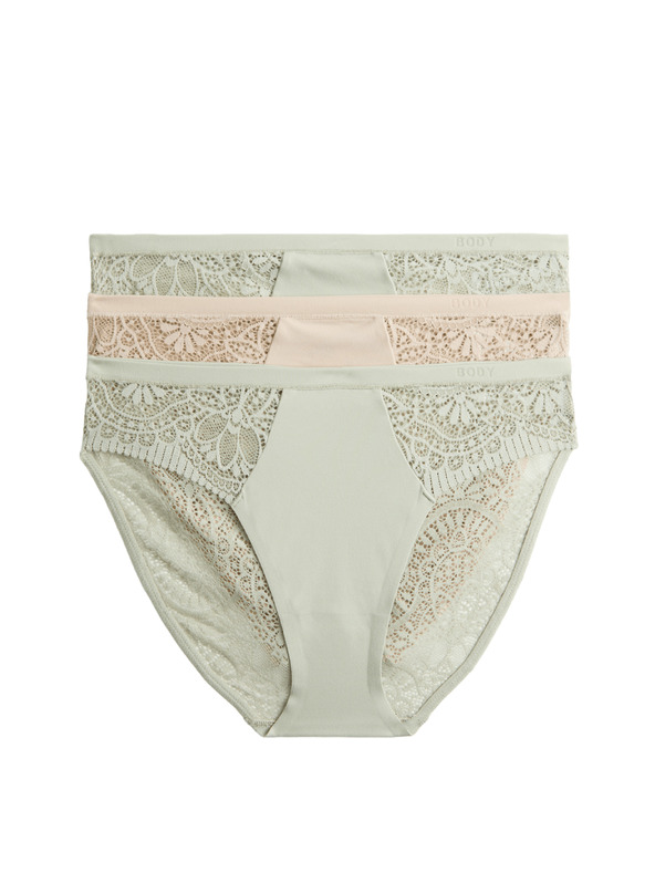 Marks & Spencer Високи бикини Body Soft™, комплект 3 бр. Marks & Spencer зелен