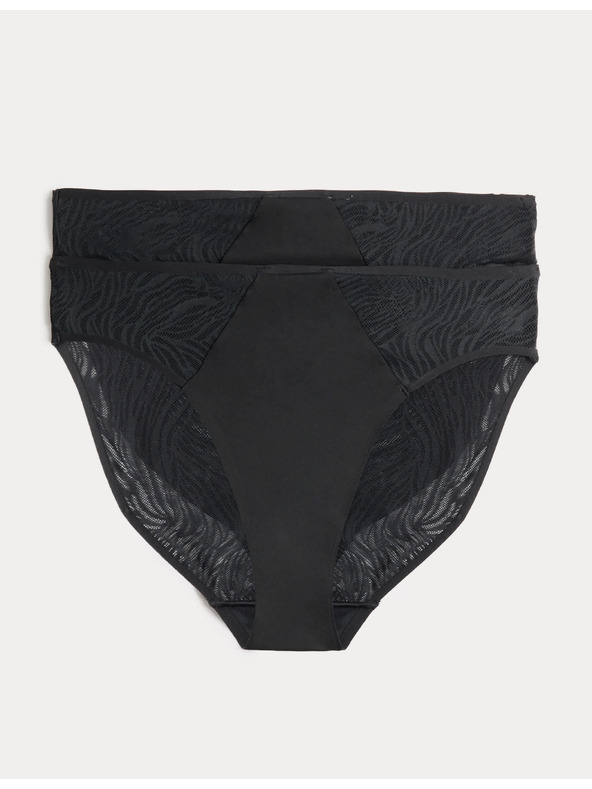 Marks & Spencer Високорязани бикини Body с дантела, 2 бр. в опаковка Marks & Spencer черна