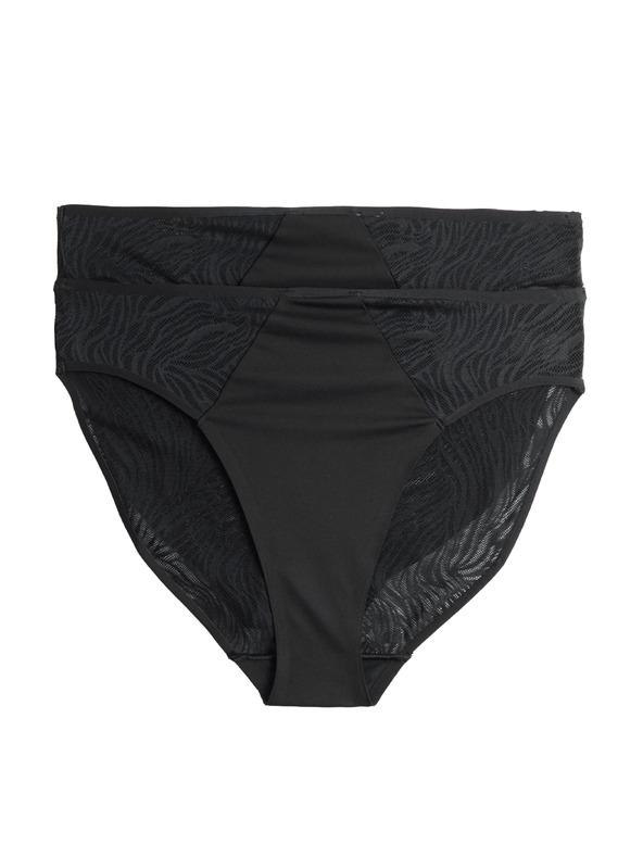 Marks & Spencer Високорязани бикини Body с дантела, 2 бр. в опаковка Marks & Spencer черна