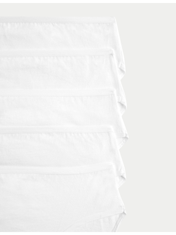 Marks & Spencer Високорязани бикини от чист памук, 5 бр. в опаковка Marks & Spencer бяла