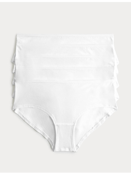 Marks & Spencer Нискорязани шорткови бикини от памук и lycra®, 5 бр. в опаковка Marks & Spencer бяла