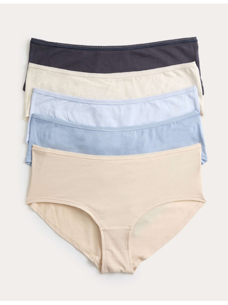 Marks & Spencer Нискорязани шорткови бикини от памук и lycra®, 5 бр. в опаковка Marks & Spencer синя