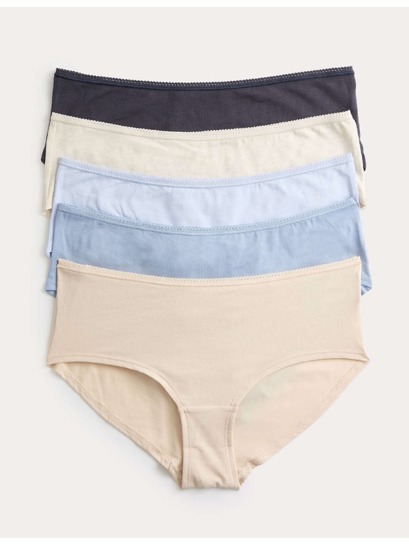 Marks & Spencer Нискорязани шорткови бикини от памук и lycra®, 5 бр. в опаковка Marks & Spencer синя