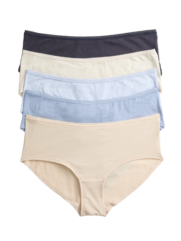 Marks & Spencer Нискорязани шорткови бикини от памук и lycra®, 5 бр. в опаковка Marks & Spencer синя