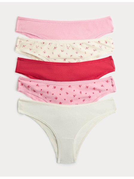 Marks & Spencer Бразилски слип с висок процент памук и материал Lycra™, 5 броя Marks & Spencer розова