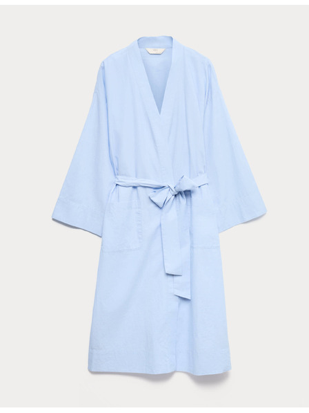 Marks & Spencer Плед от chambray материал от чиста памук Marks & Spencer синя
